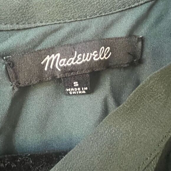 Madewell Women’s Green Bell Sleeves Silk Tie-Neck Wild Botanic Dress Size Small - Picture 4 of 11